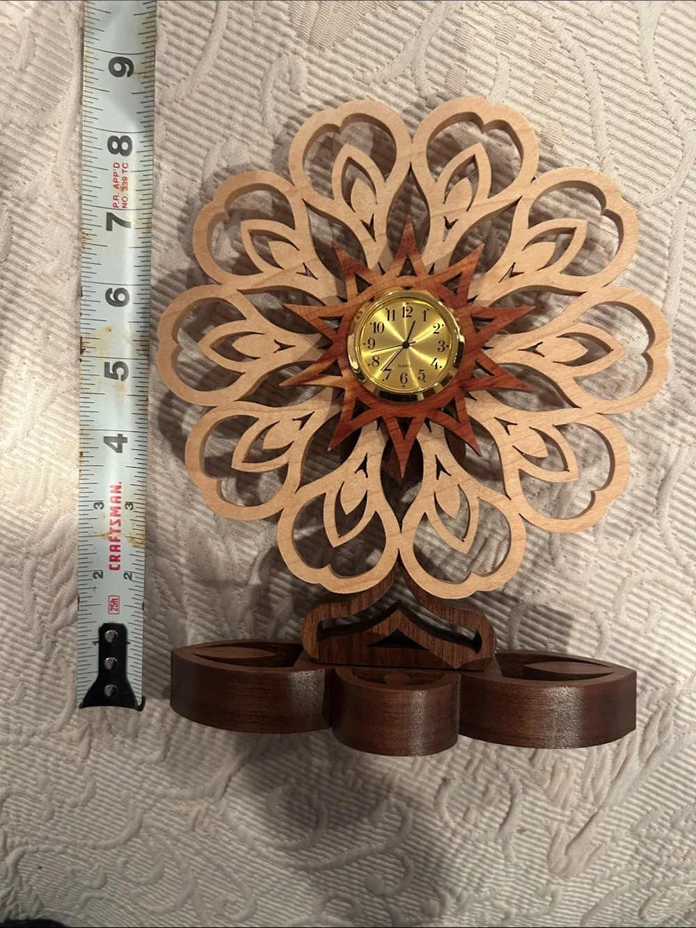 Handcrafted Woode Clock in Natural and Brown